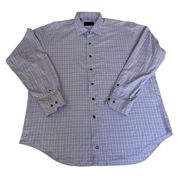 David Donahue men’s xl 100% cotton lilac purple white dress plaid shirt - Picture 3 of 11